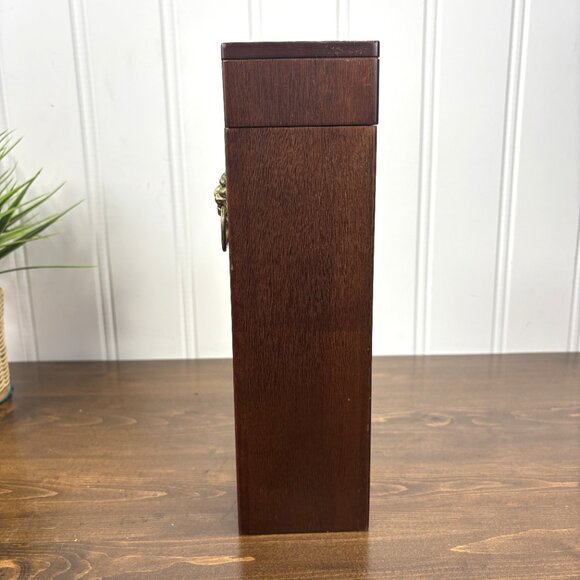 Vintage Wood Gift Box for Wine Bottle Bombay Company Wood Box with Brass Handle - Picture 4 of 15